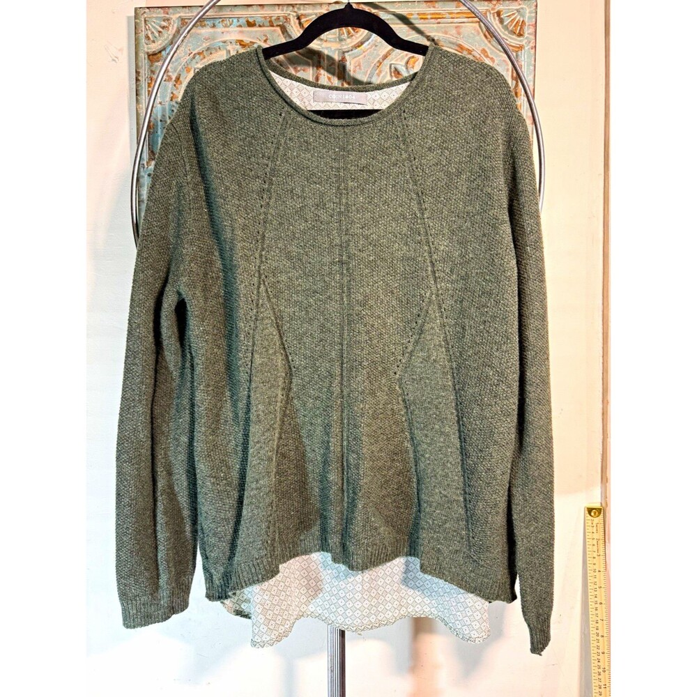 COIN 1804 Women's Green Solid Knit Round Neck Long Sleeve Pullover Sweater XL